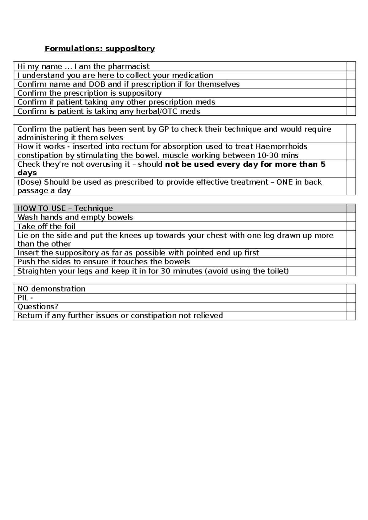 Formulations - revision and notes - Formulations: suppository Hi my ...