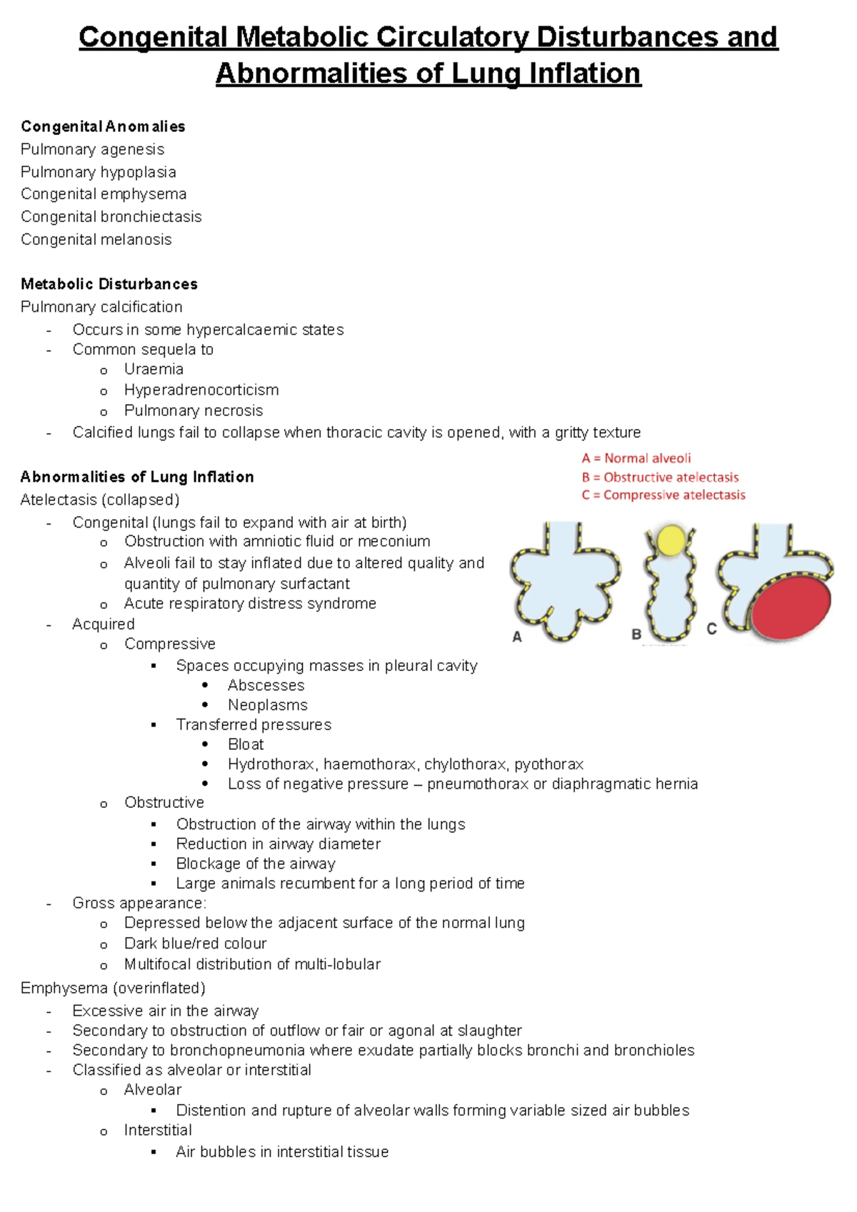 Congenital Metabolic Circulatory Disturbances and Abnormalities of Lung ...