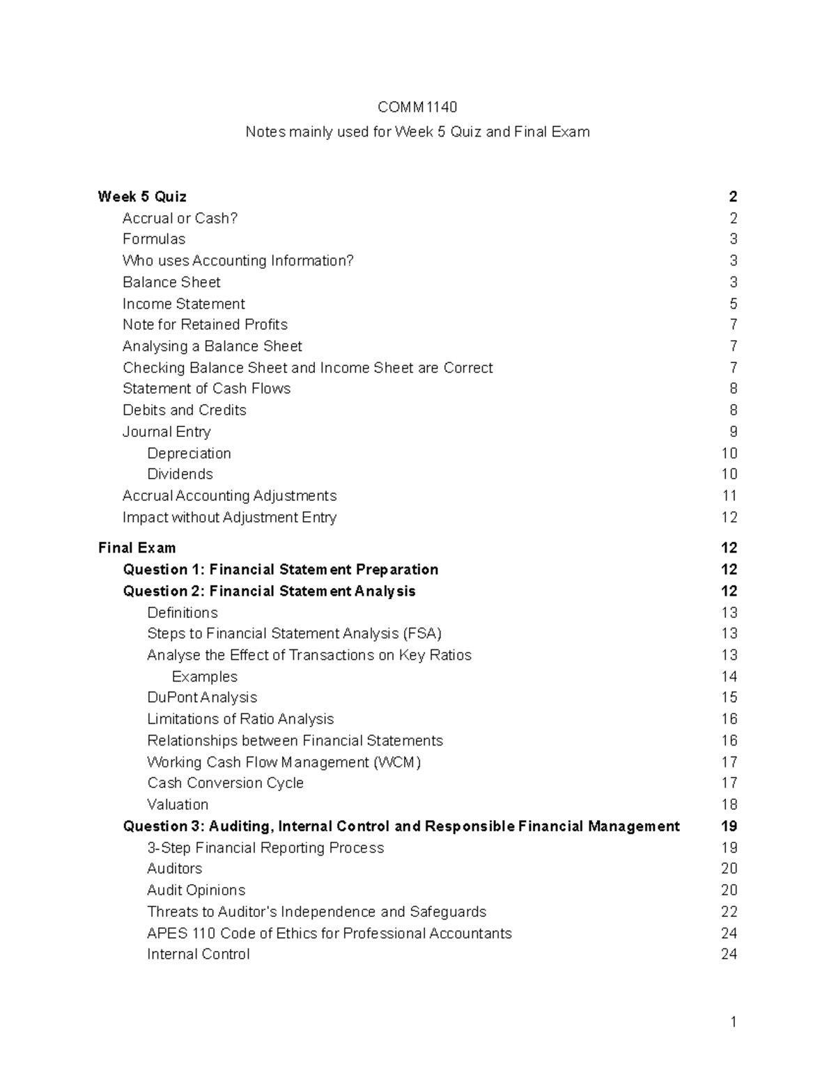 Cheatsheet Exam - Notes - Notes mainly used for Week 5 Quiz and Final ...