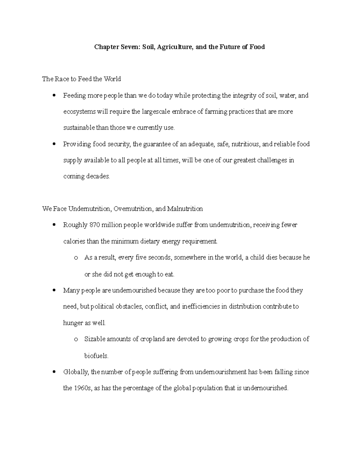 Chapter Seven Soil, Agriculture, and the Future of Food - Providing ...