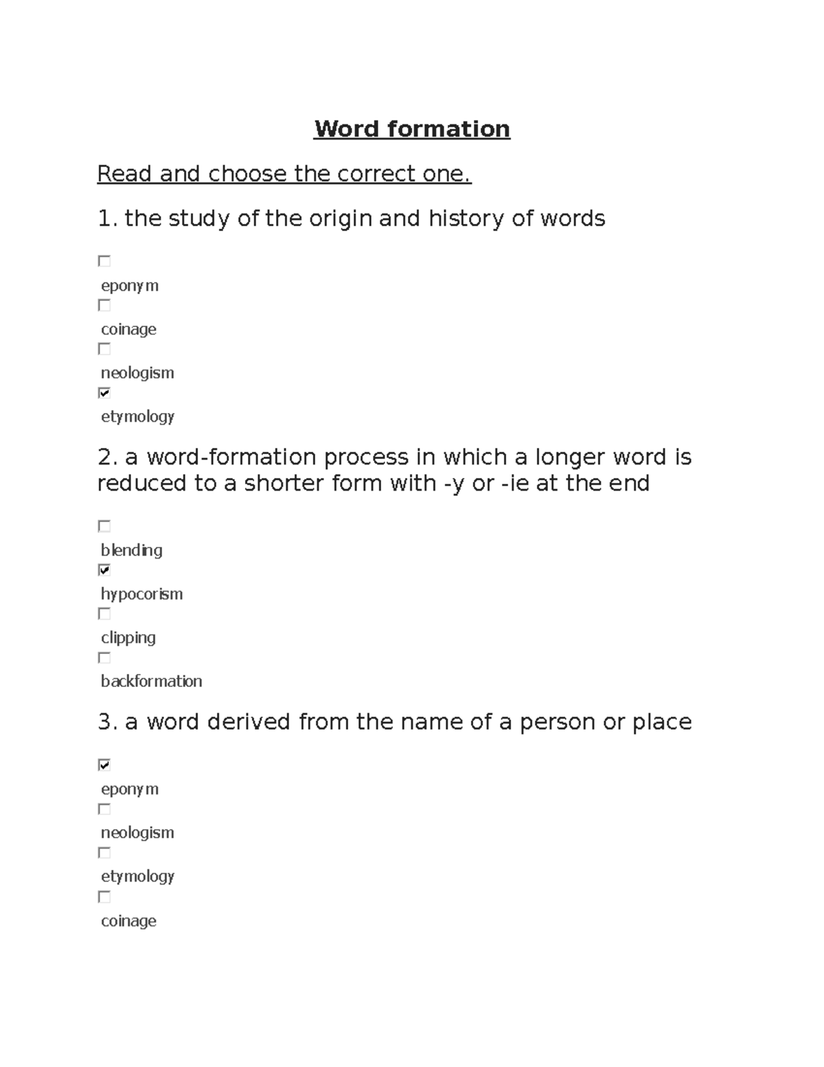 Word formation exercises Paola Zubelza - Word formation Read and choose ...