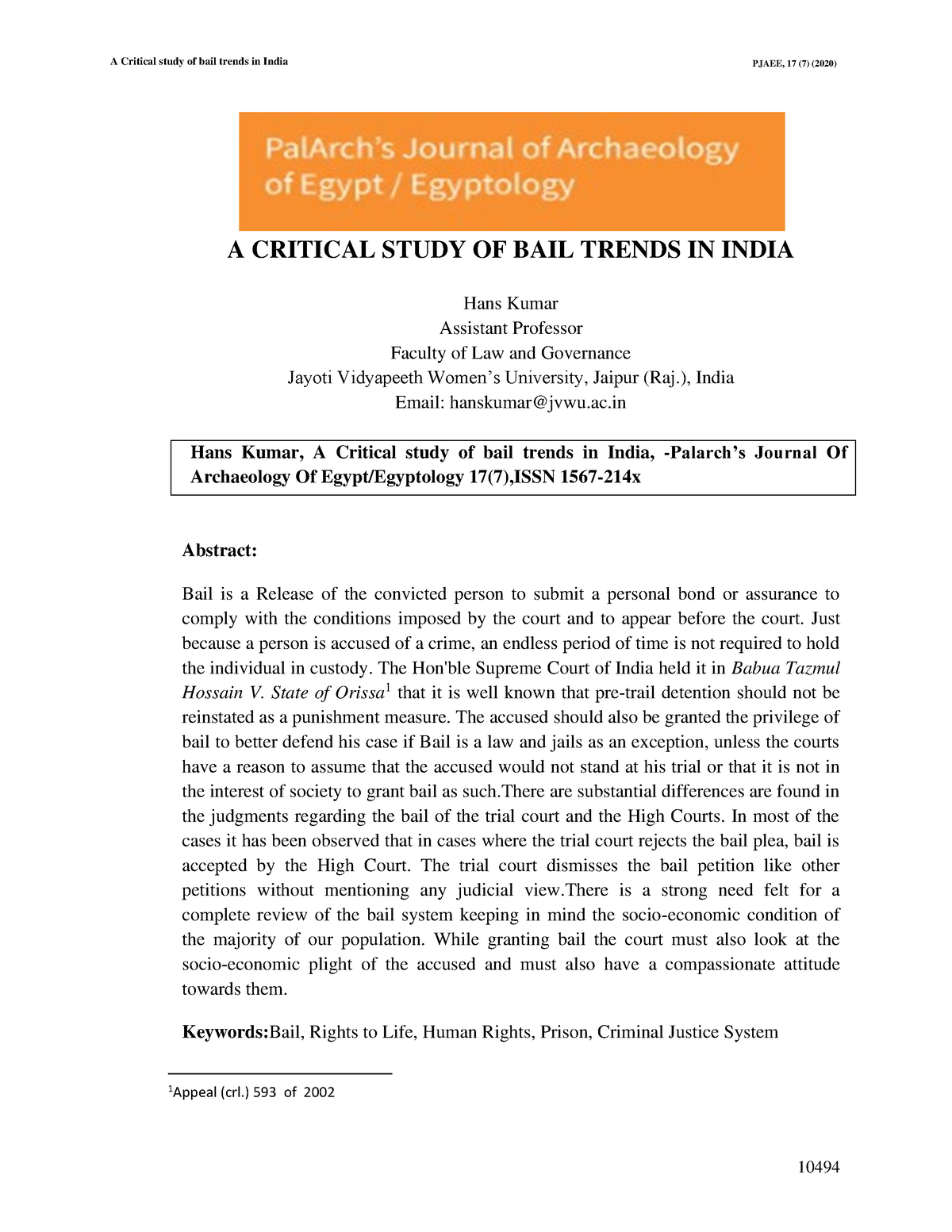 research paper on bail in india