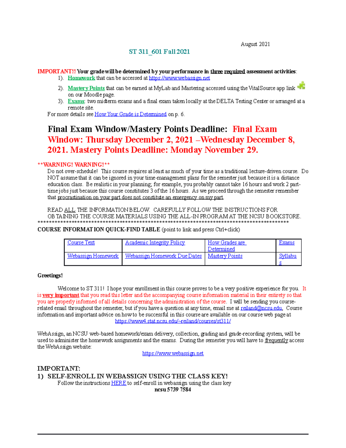 ST311 Fall 2021 info - Lecture notes 1 - August 2021 ST 311_601 Fall ...
