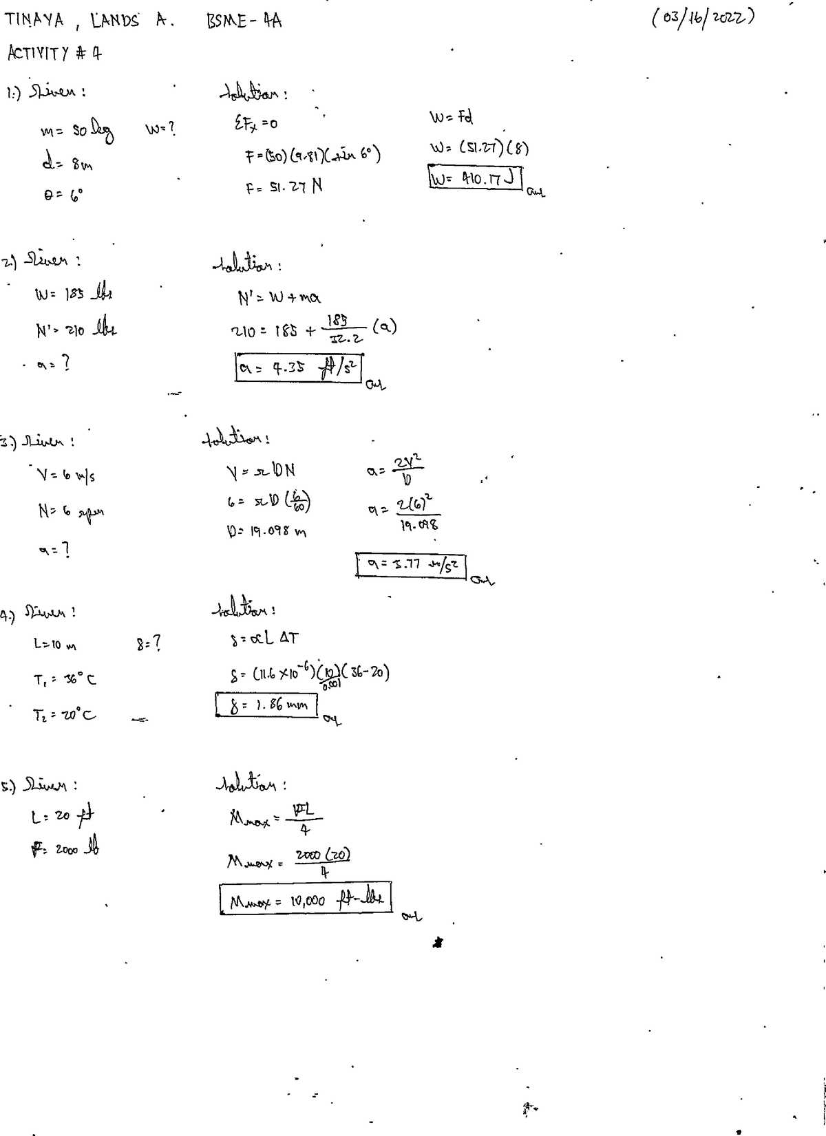 Activity 4 in Machine Design (Stresses) - Mechanical Engineering - EVSU ...