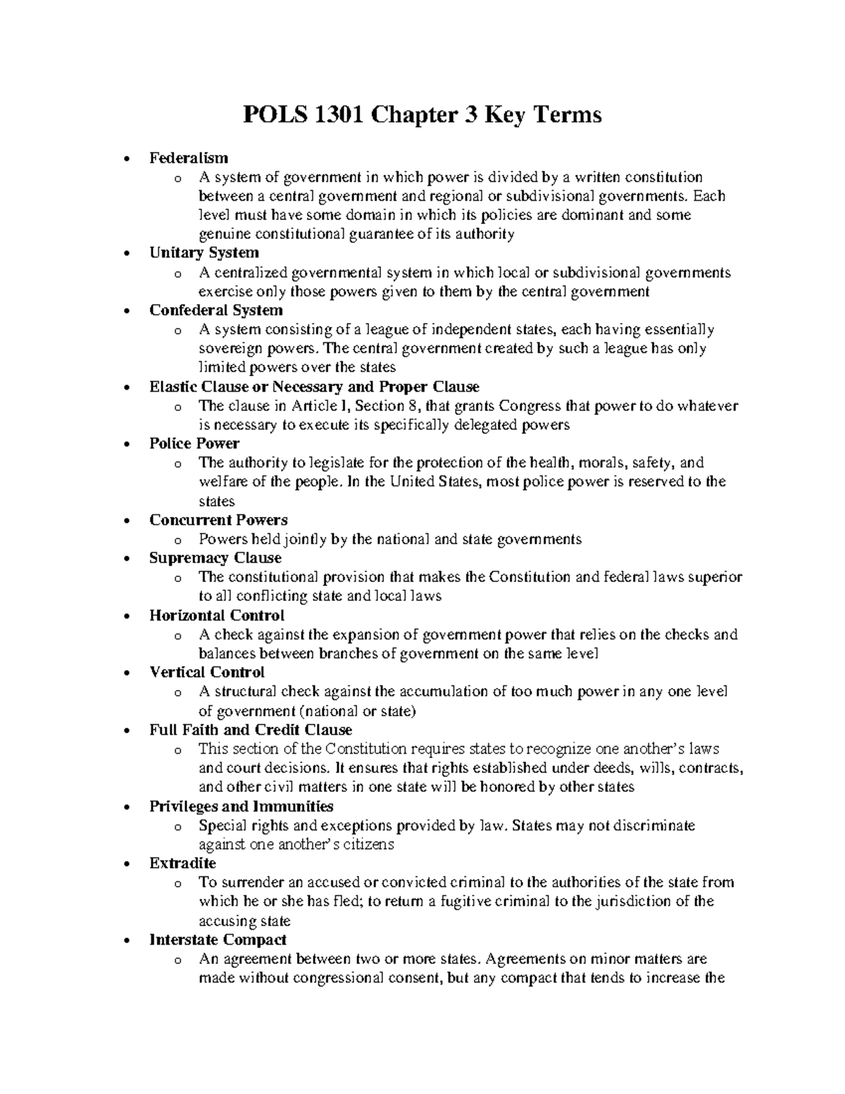 POLS 1301 Chapter 3 Key Terms - POLS 1301 Chapter 3 Key Terms ...