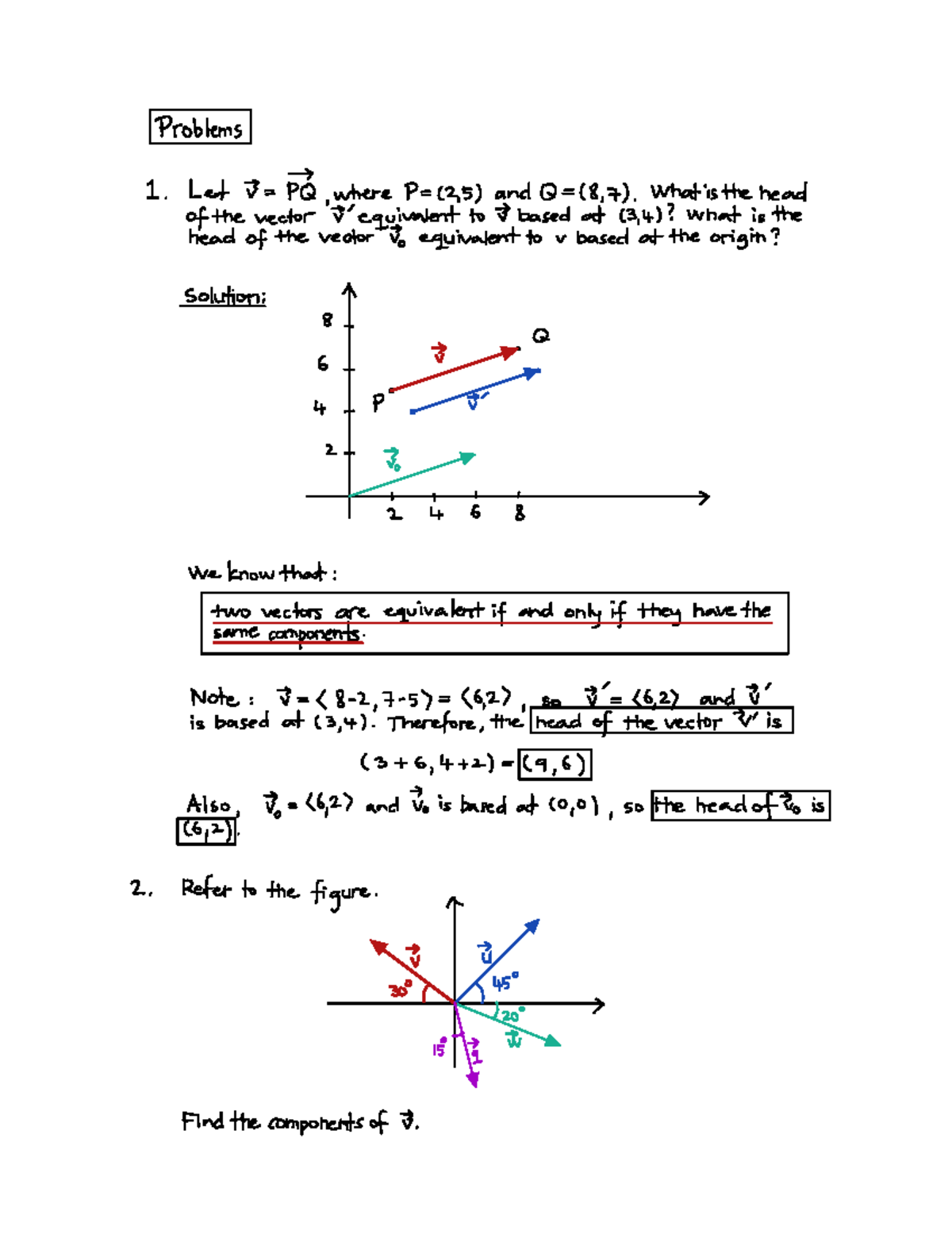 Section 12.1 Vectors in the Plane Problems and Solutions - Problems ...