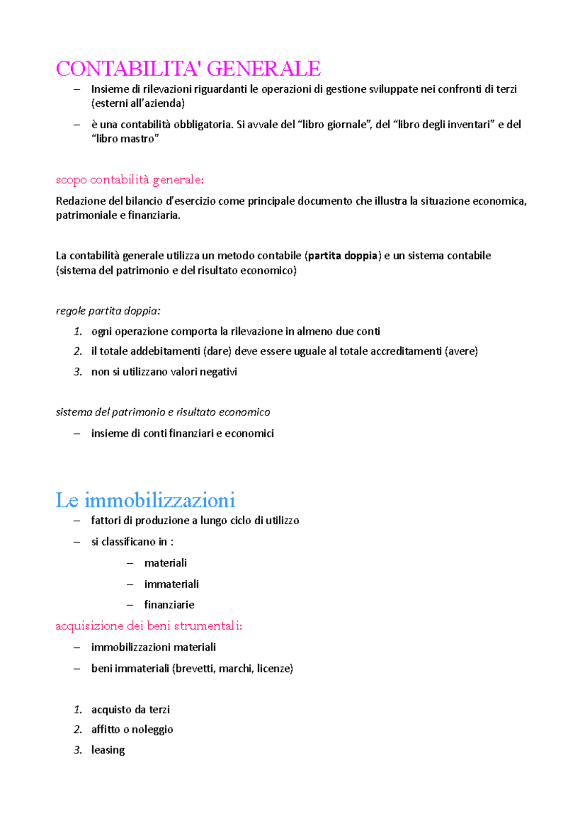 Contabilità Generale - CONTABILITA' GENERALE – Insieme Di Rilevazioni ...