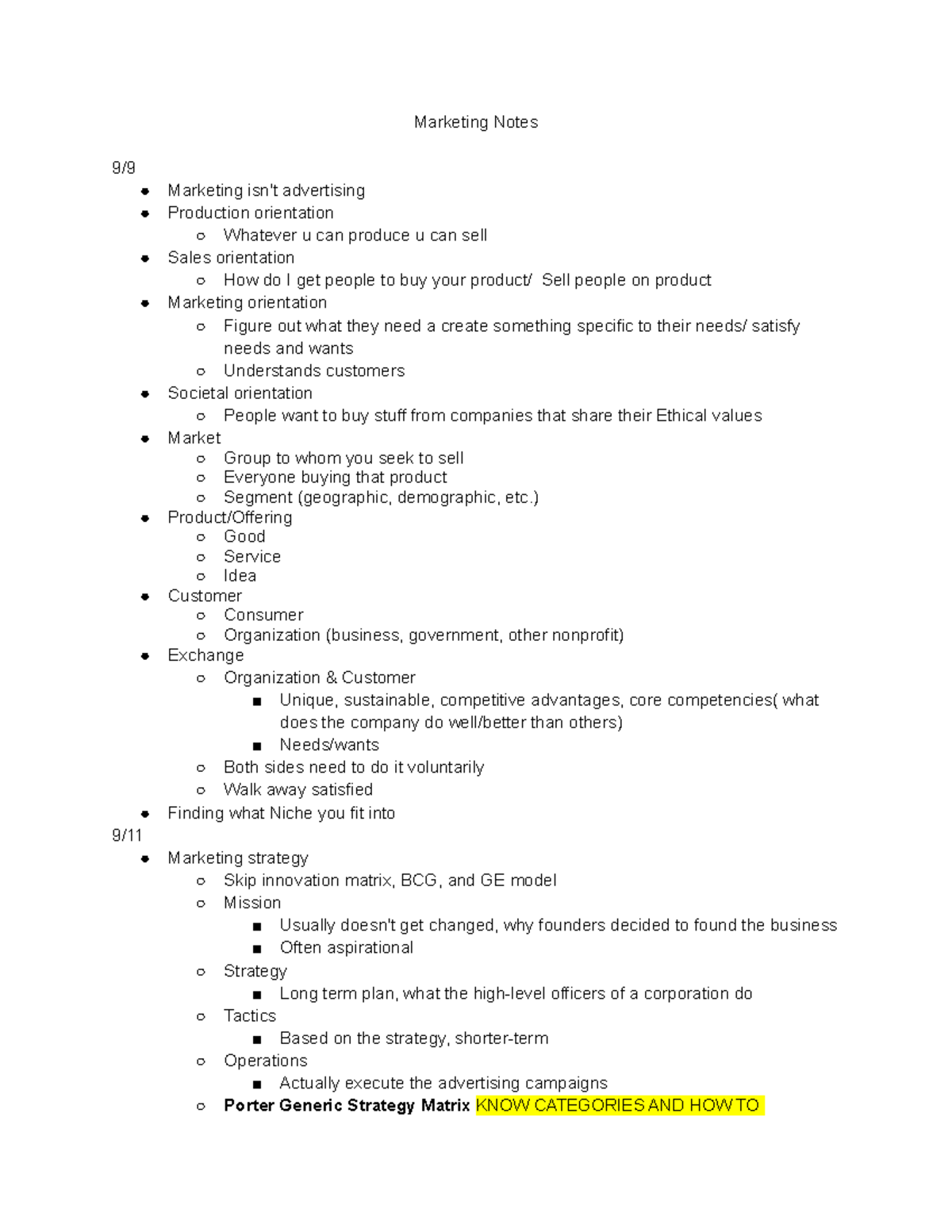 Marketing Notes - Marketing Notes 9/ Marketing isn't advertising ...