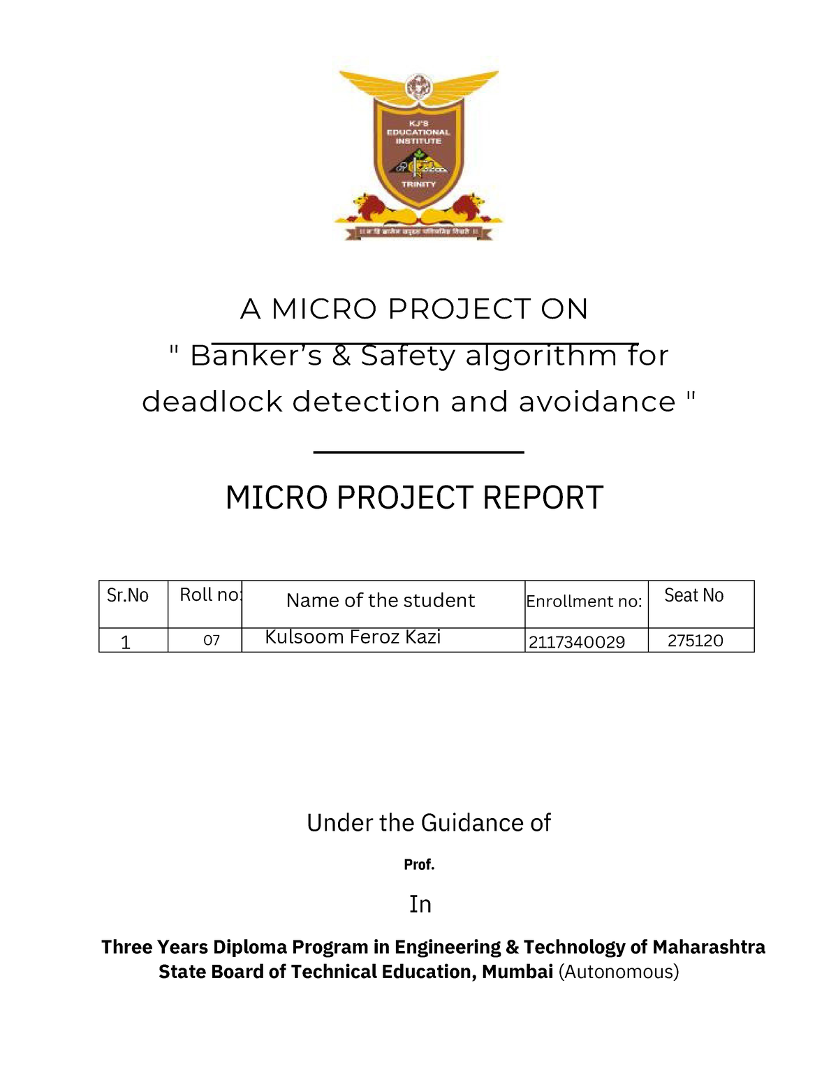 OSY Final Microproject - Prof. MICRO PROJECT REPORT A MICRO PROJECT ON ...