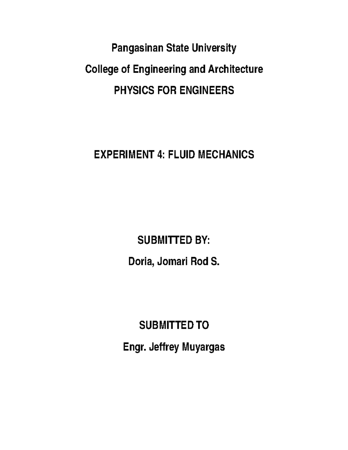 PHY1 ME1C Laboratory Report 5 - Physics For Engineers - PangSU - Studocu