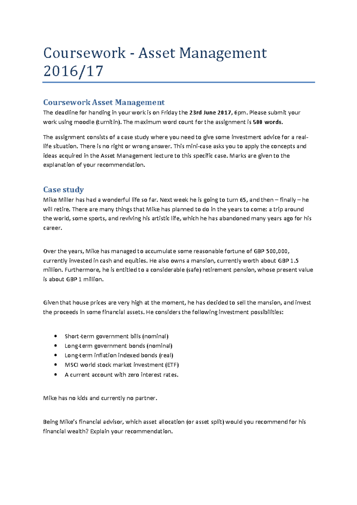 case study of a company pertaining to asset management