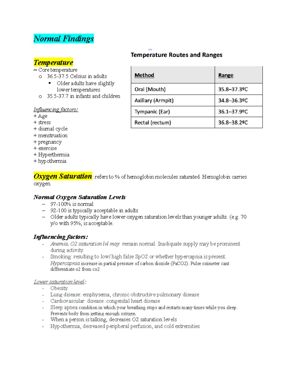 normal-findings-summary-health-assessment-normal-findings