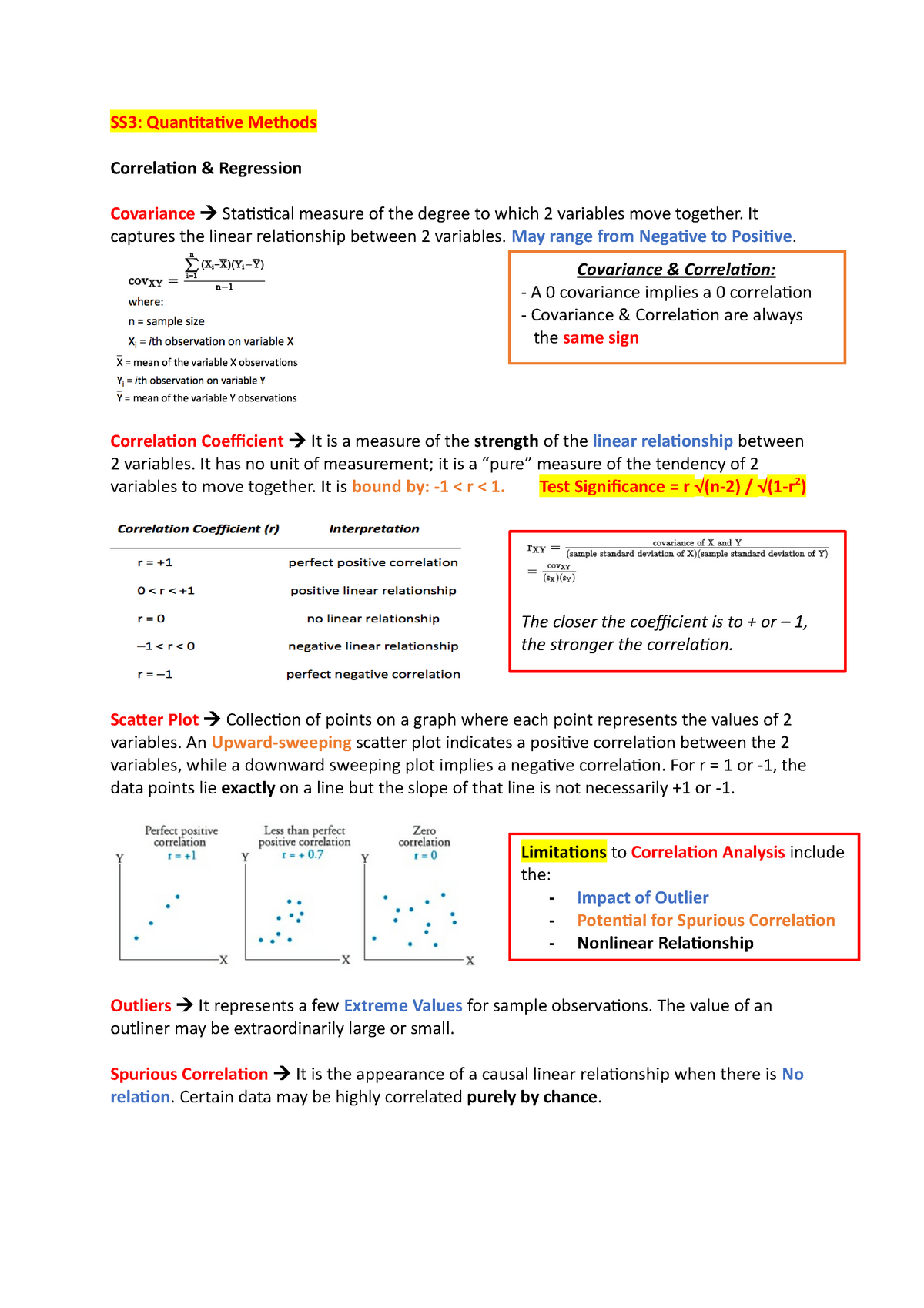 Quantitative Methods CFA - SS3: Quantitative Methods Correlation ...