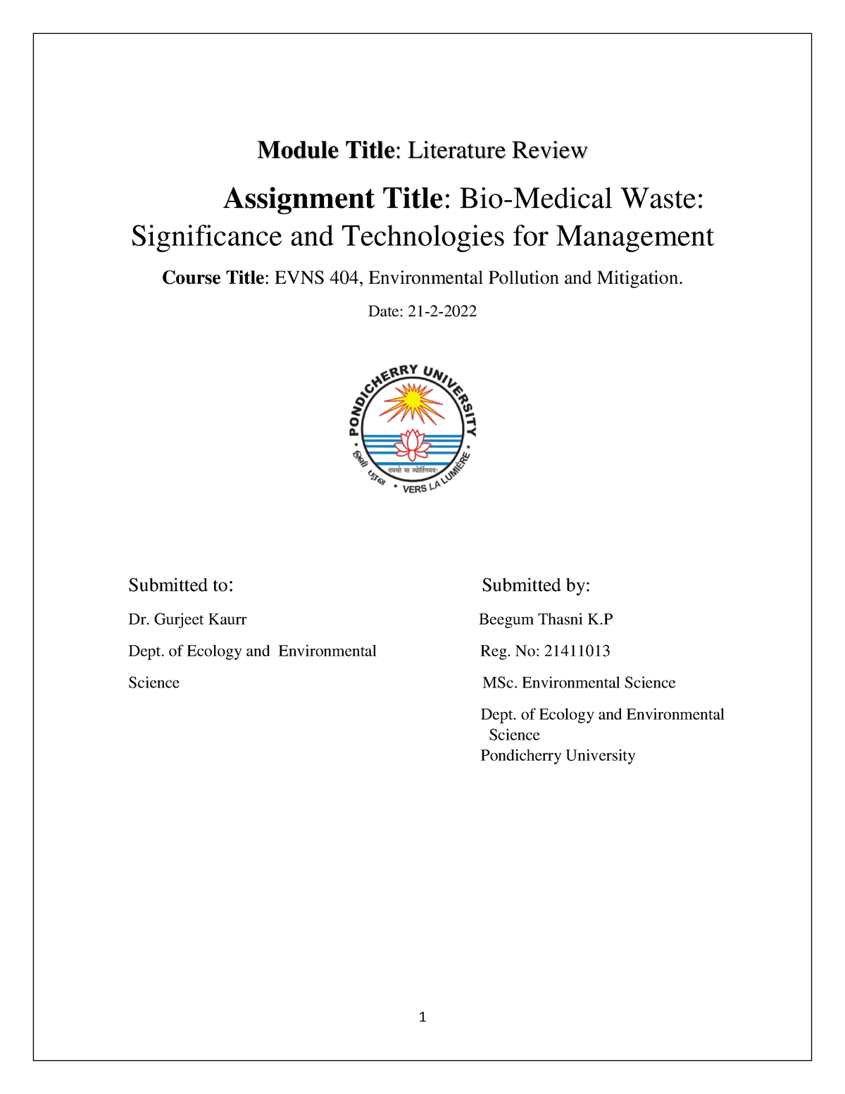 essay on biomedical waste management