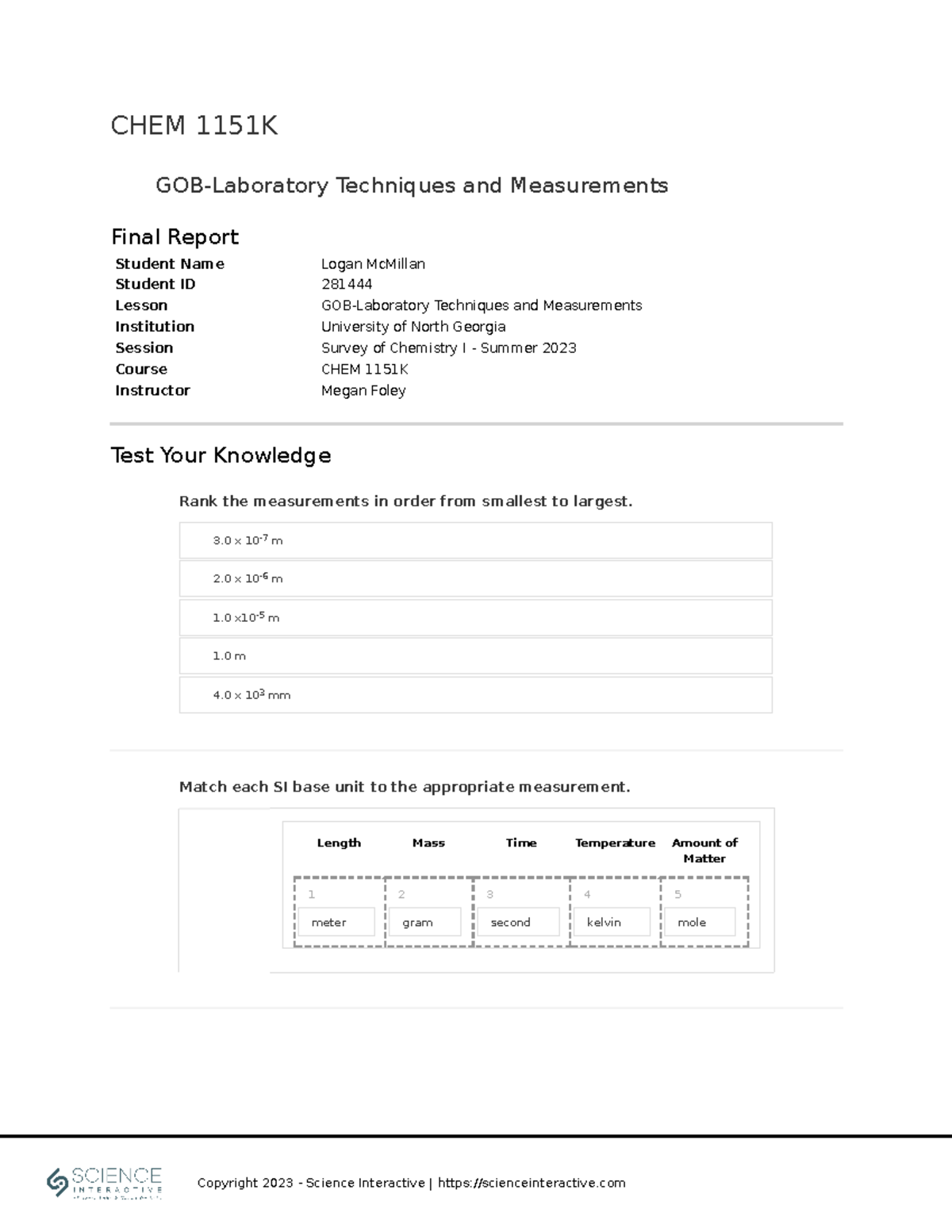 Lab 3 HOL Science Student Name Logan McMillan Student ID 281444