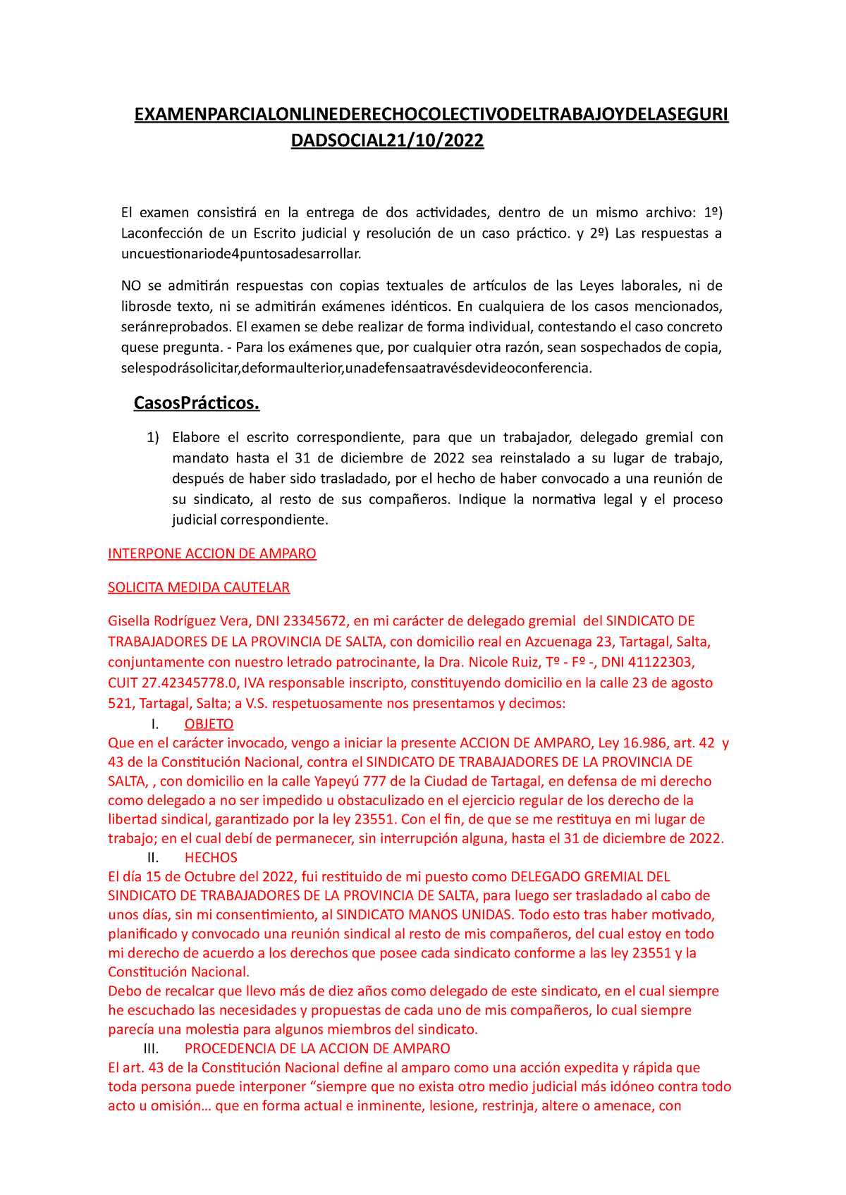 Examen Parcial Online Derecho Colectivo DEL Trabaj 221020 180454 (1)-1 ...