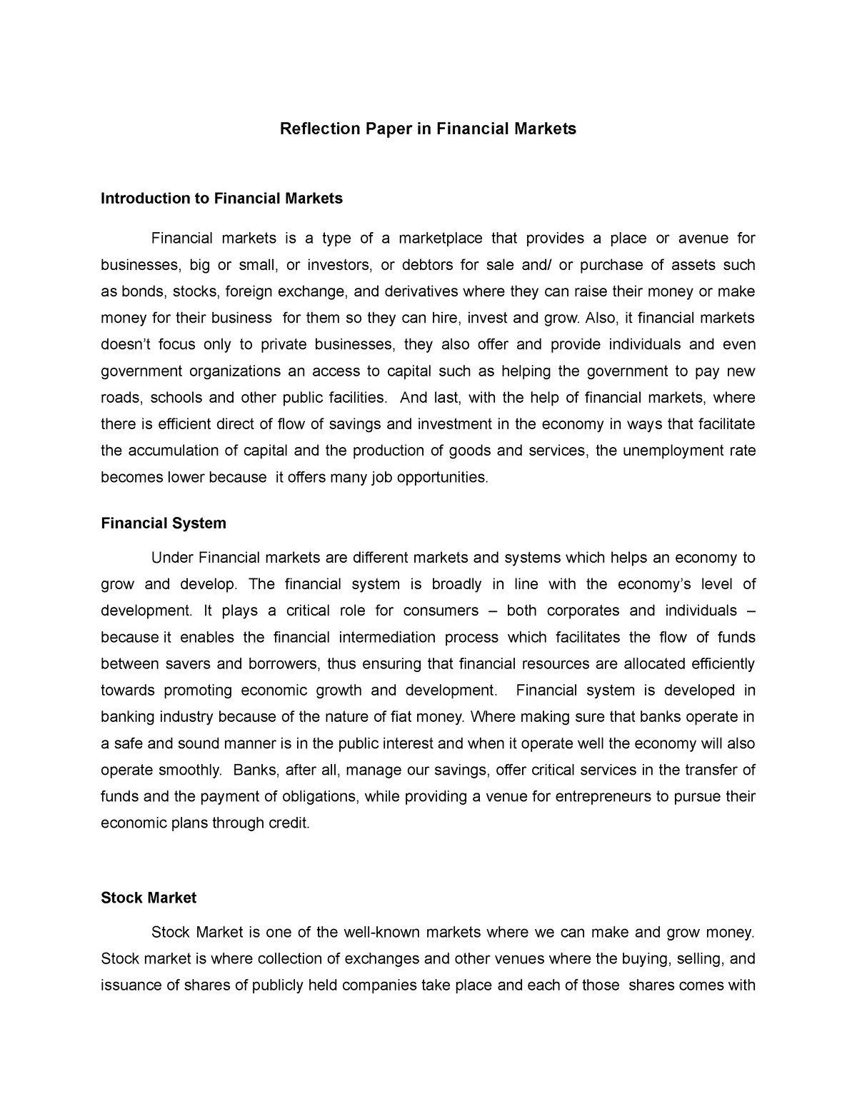 capital market research paper