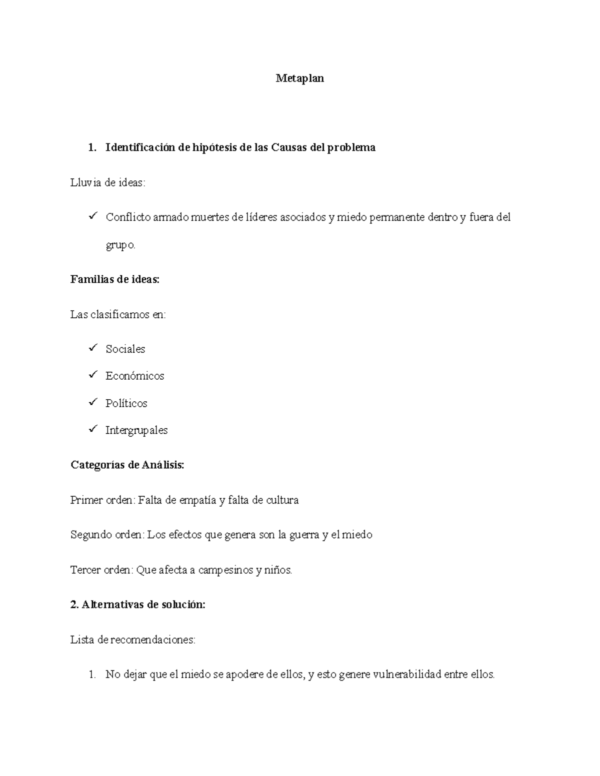 trabajo Colaborativo Metaplan - Metaplan 1. Identificación de hipótesis ...