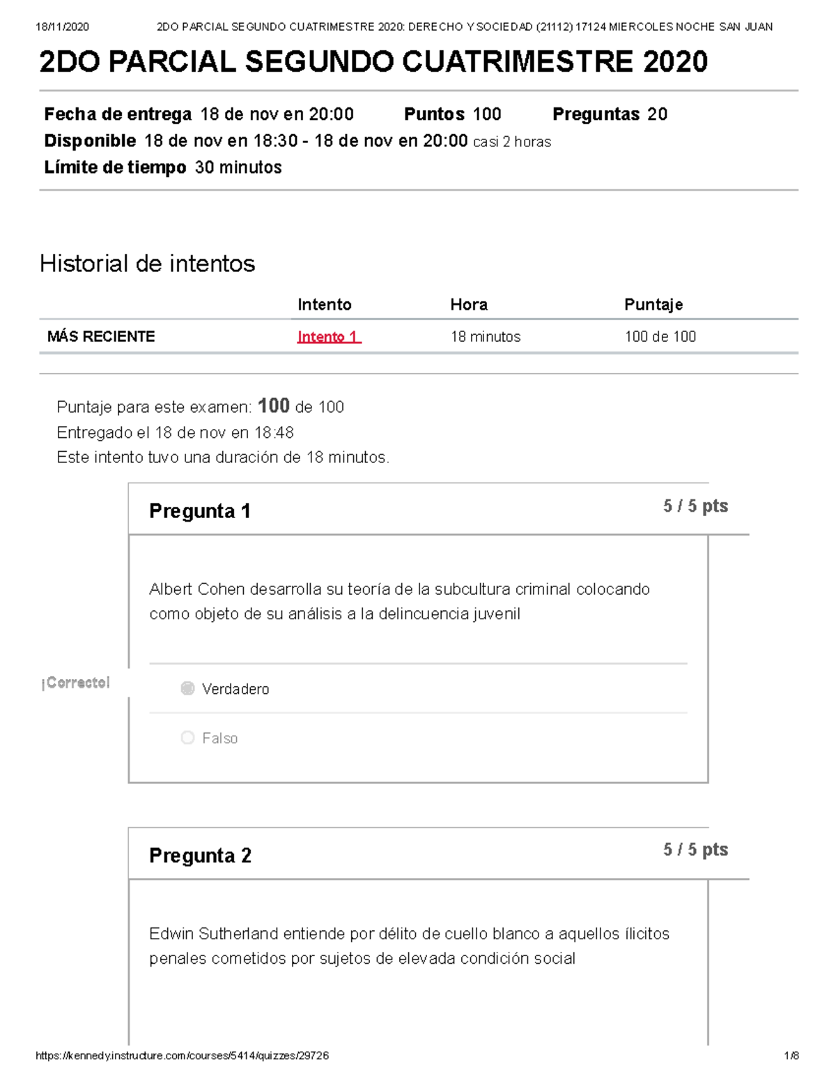 2do Parcial 2DO PARCIAL SEGUNDO CUATRIMESTRE 2020 Fecha De Entrega 18