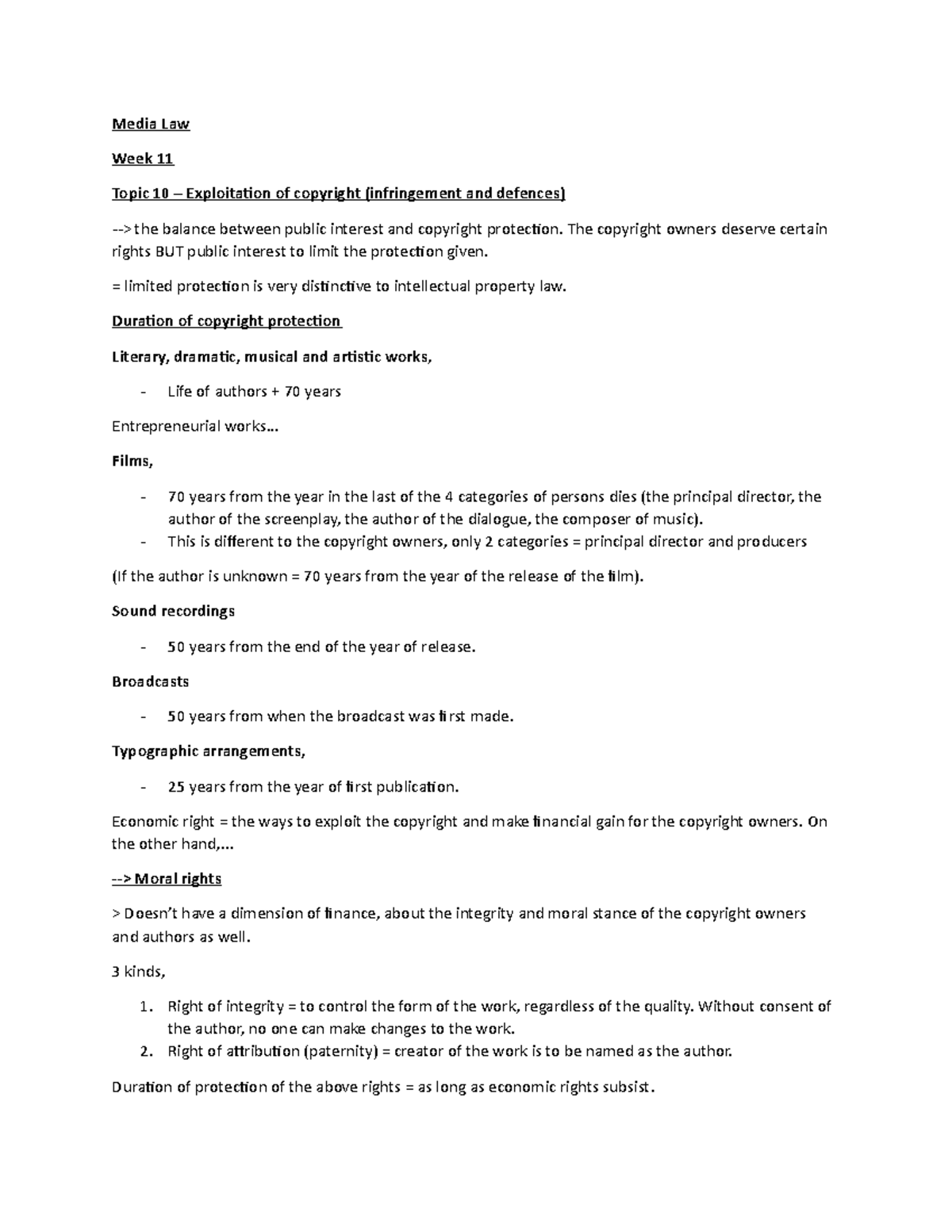 Topic 10 - PART 1 - Lecture notes 10.1 - Media Law Week 11 Topic 10 ...