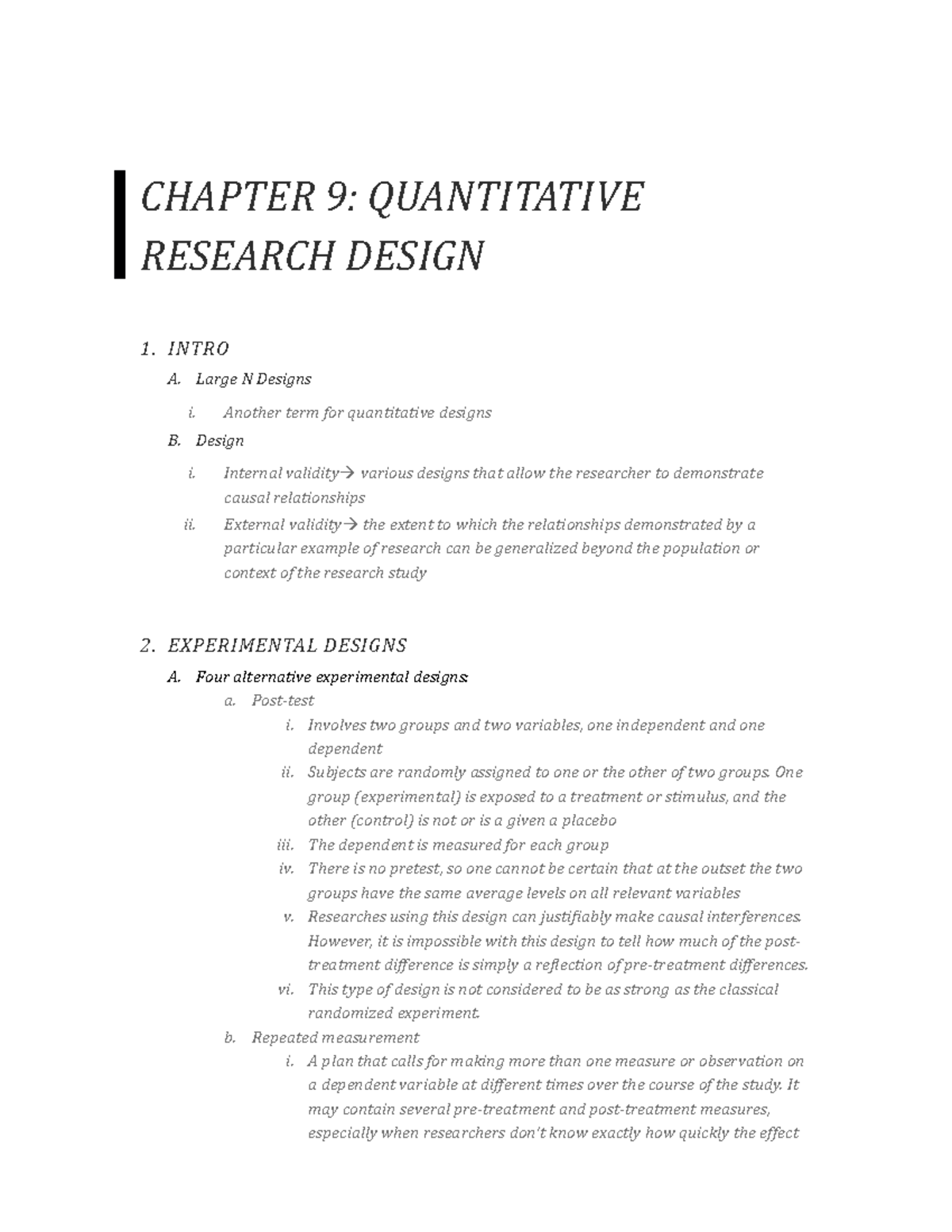 chapter 9 quantitative research design