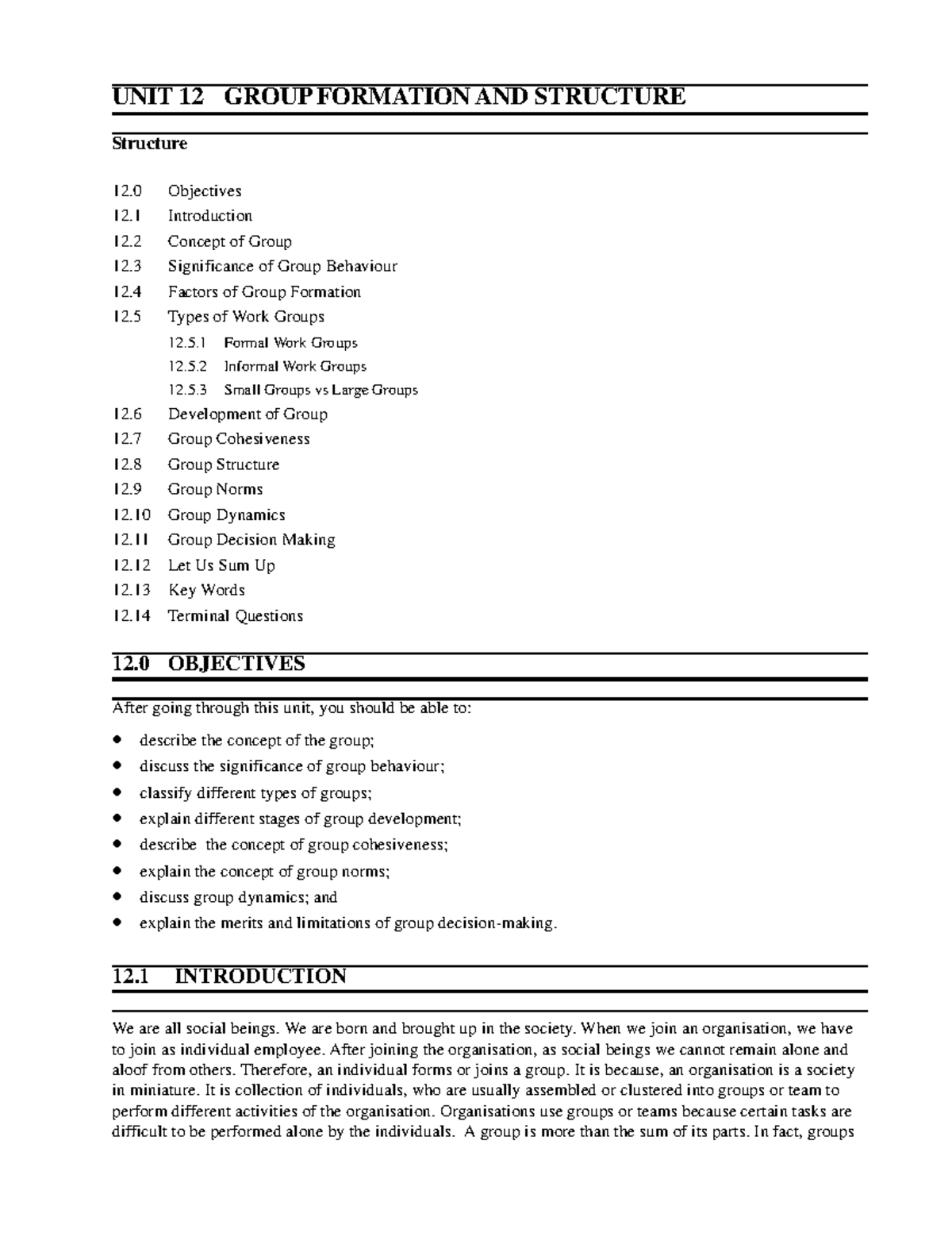 Unit-12 - This unit tells about the concept of the group,significance ...