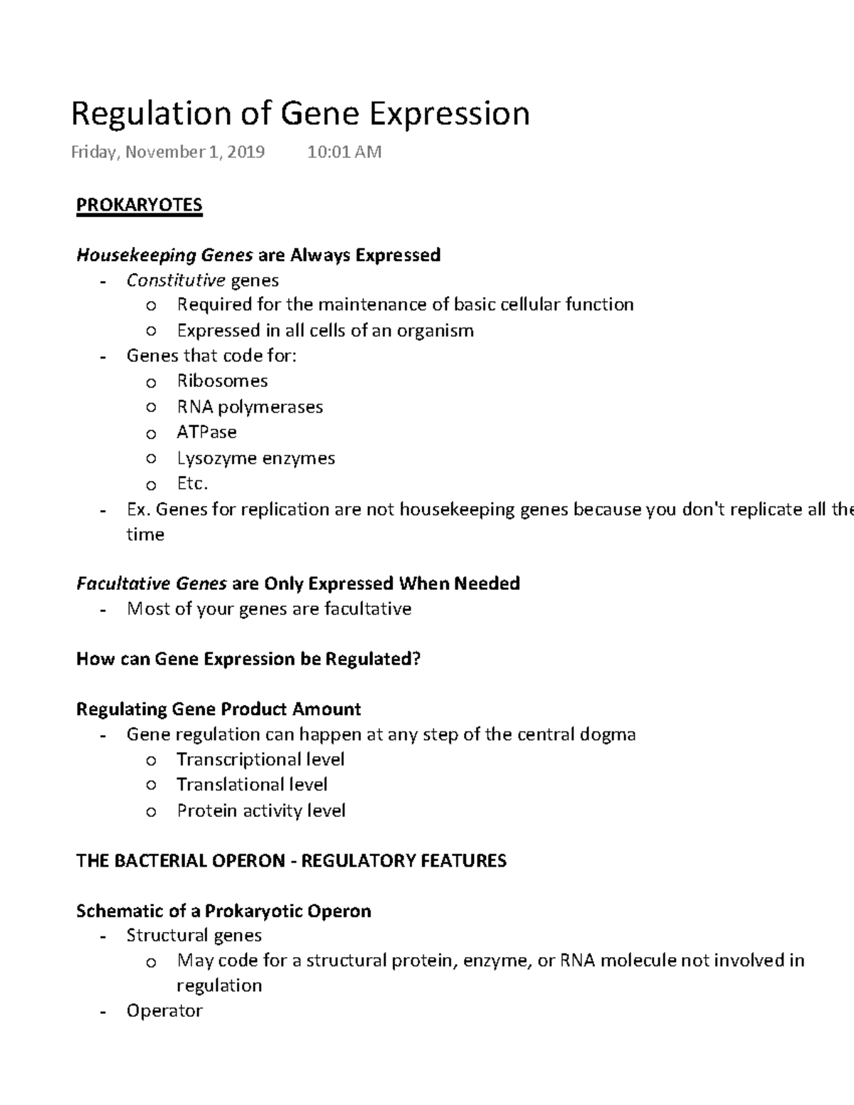 Regulation of Gene Expression Warning TT undefined function 32