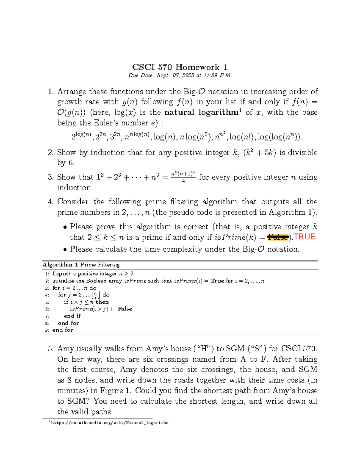 CSCI570 Fall2023 HW1 - Assignment 1 - CSCI 570 Homework 1 Due Date ...