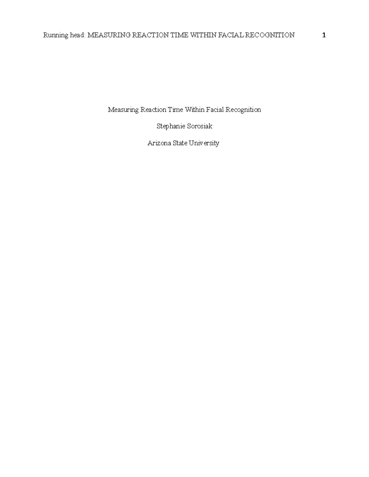 PSY 290 - Experiment 2 - Running head: MEASURING REACTION TIME WITHIN ...