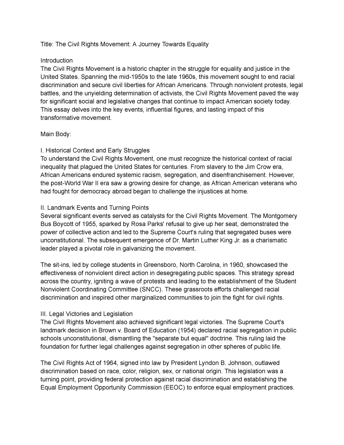 history grade 12 essay civil rights movement