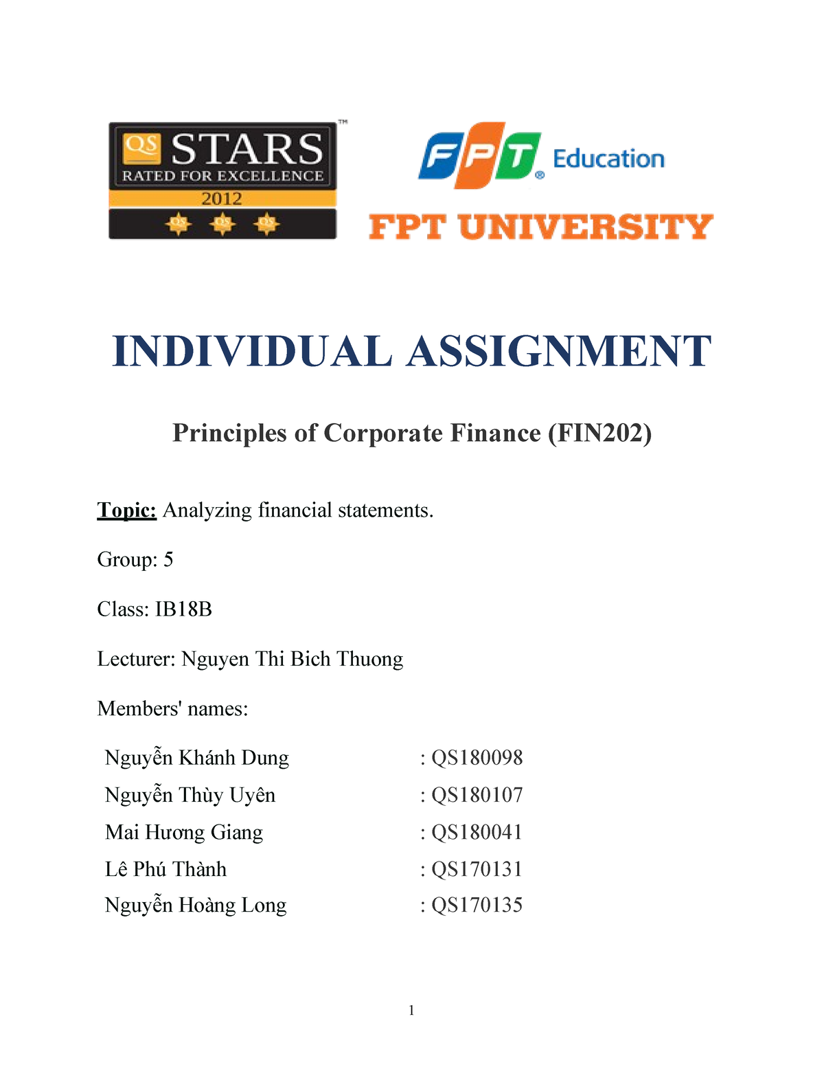 Group 5 Phutai IB18B - DDTJHRGVDC - INDIVIDUAL ASSIGNMENT Principles Of ...