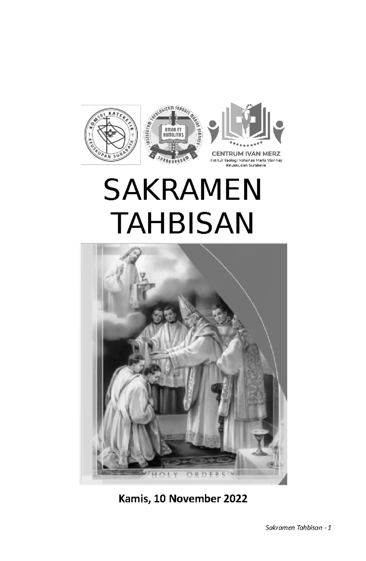 Sakramen Tahbisan - Crash Program - Kamis, 10 November 2022 SAKRAMEN ...