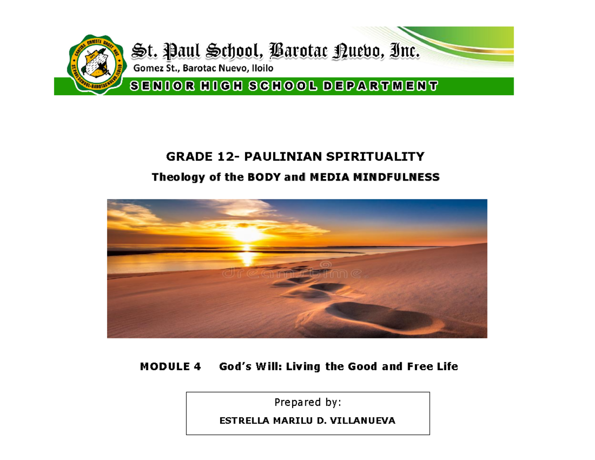 Clve-12 module-4 - Notes in modules - GRADE 12- PAULINIAN SPIRITUALITY ...