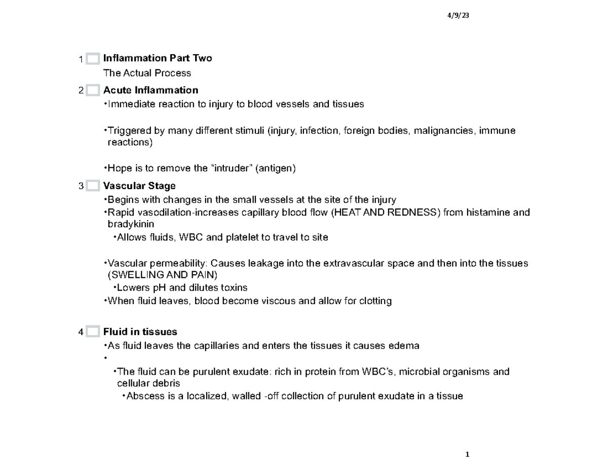 JSInflammatory+Reponse+Part+2 - 4/9/ 1 Inflammation Part Two The Actual ...