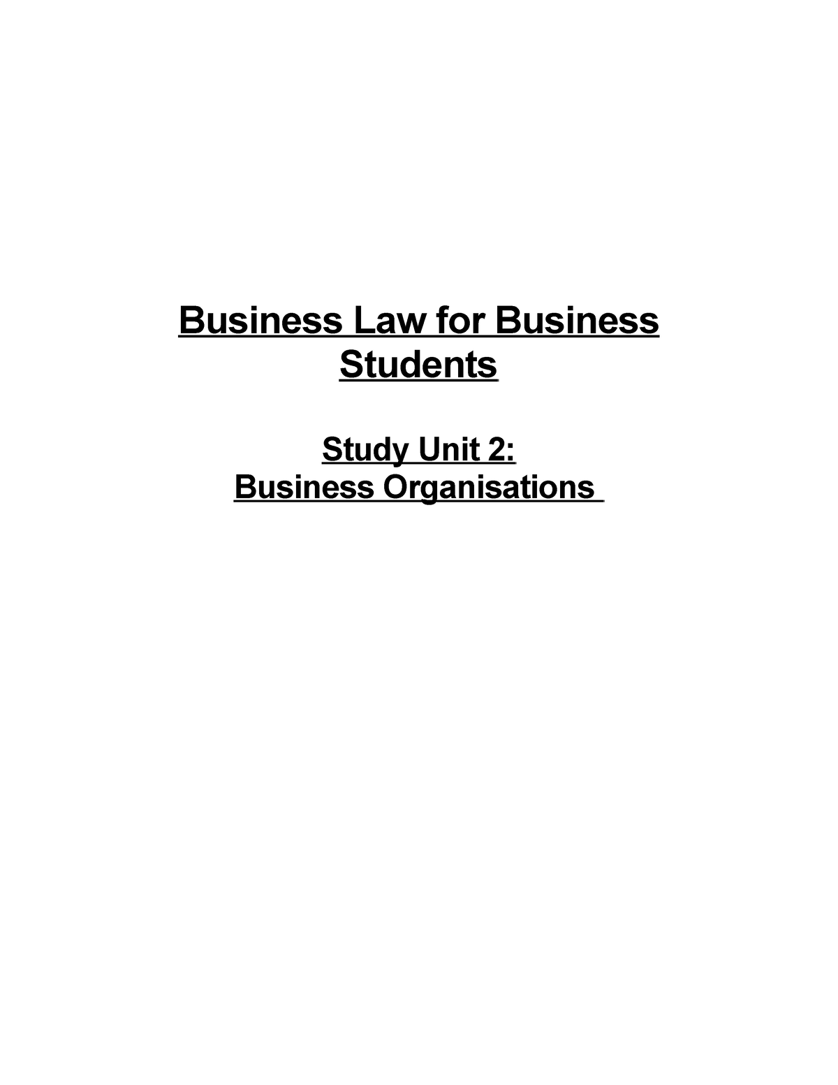 Business Law - Business Organisations Notes - Business Law For Business ...