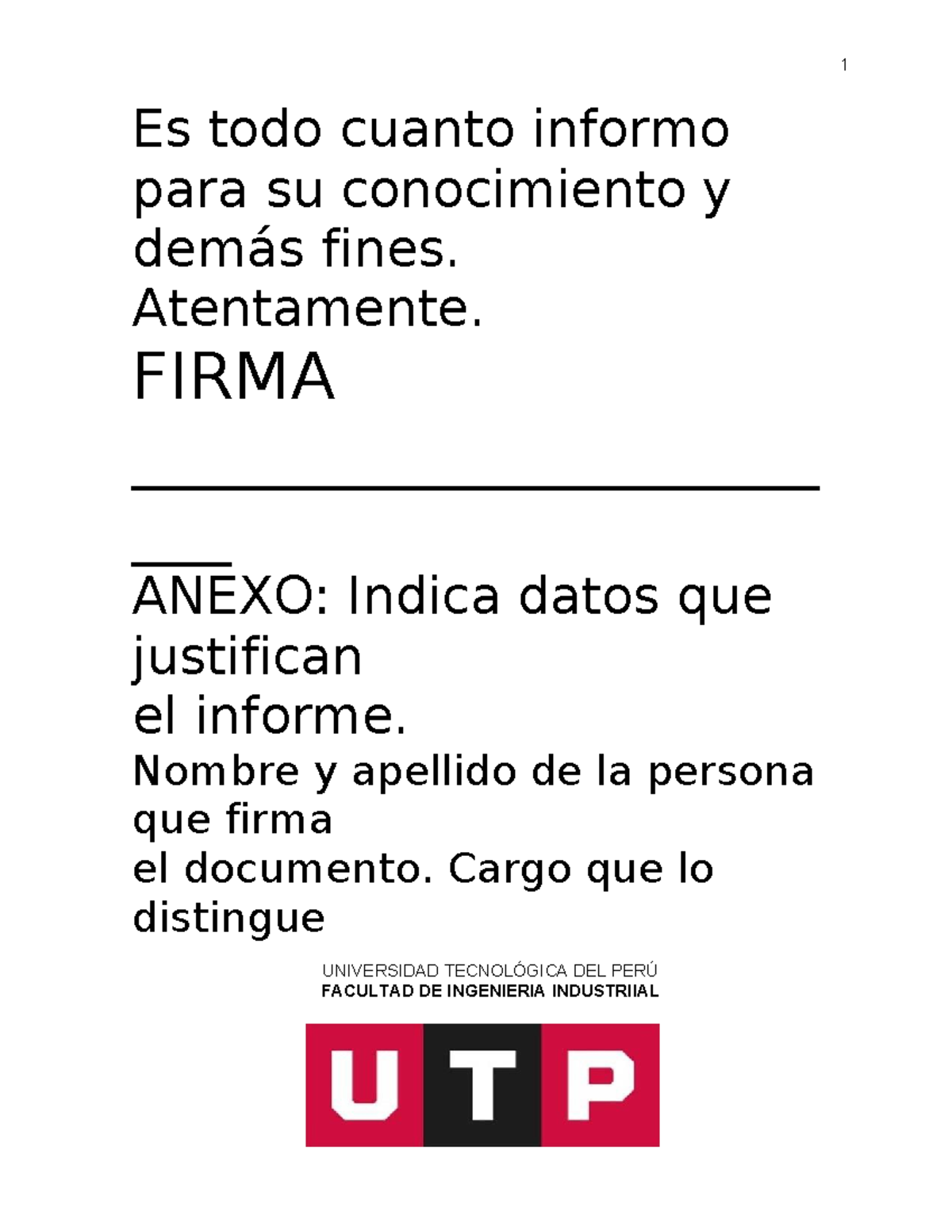 Semana 8 AC - Es todo cuanto informo para su conocimiento y demás fines ...