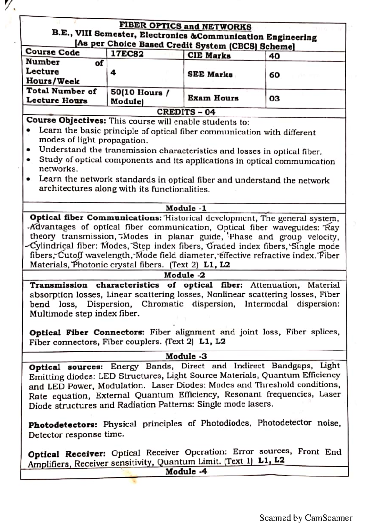 FON syllabus 17 scheme - Fiber Optics and Networks - Scanned by ...