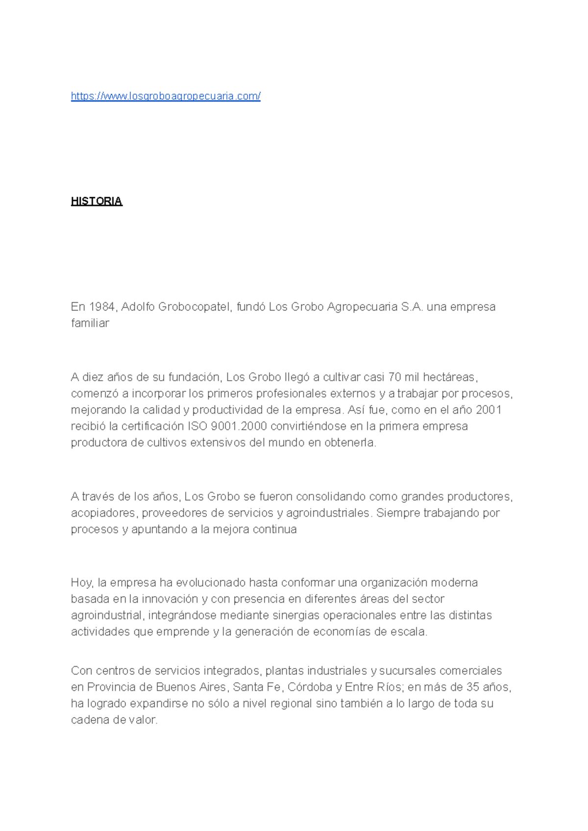 Los Grobo Agropecuaria: Advancing Sustainable Agriculture Through Innovation