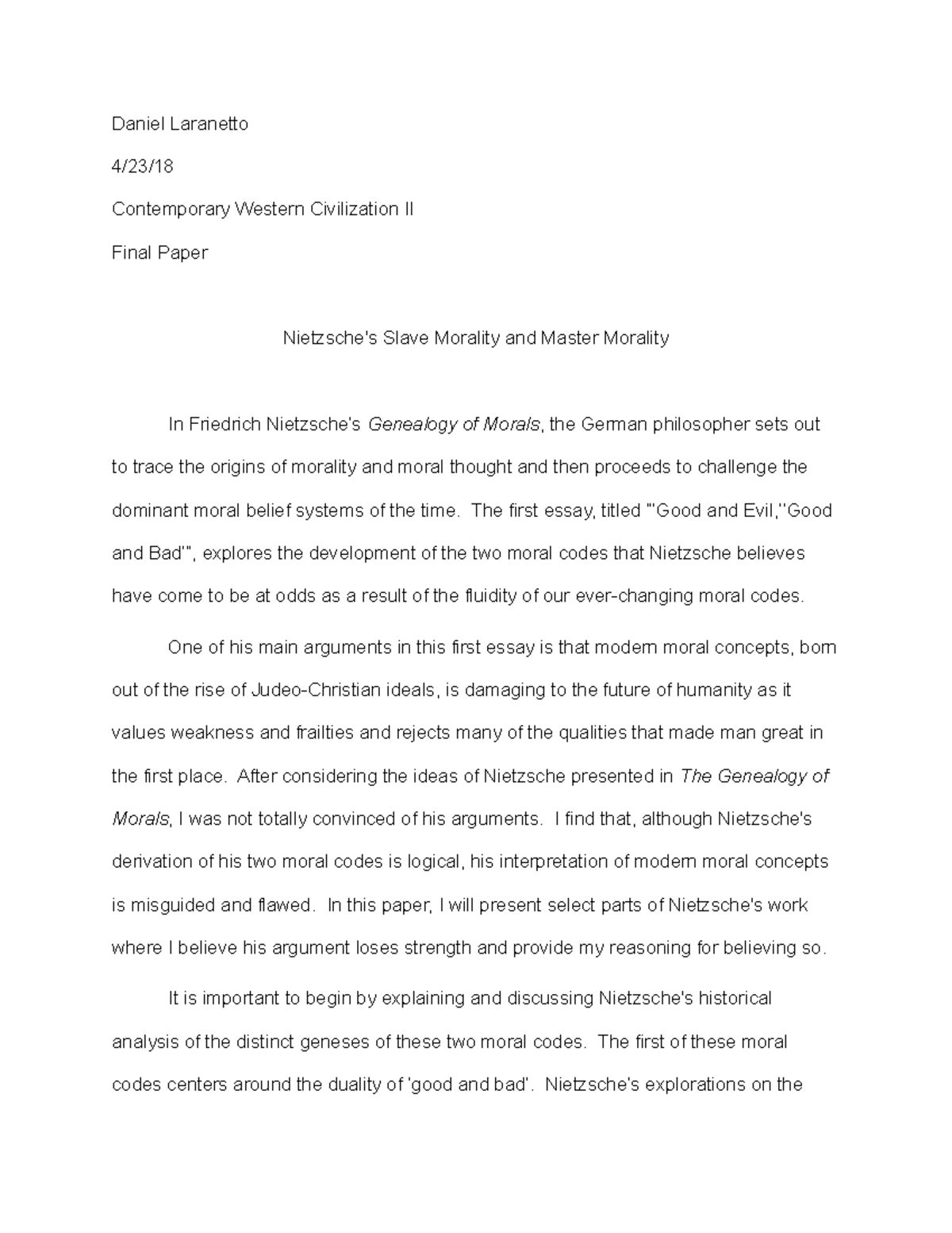 Реферат: Nietzsche Morality Essay Research Paper Nietzsche morality