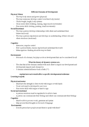 Development of the Child Notes - CHILD DEVELOPMENT: BASIC ISSUES IN THE ...