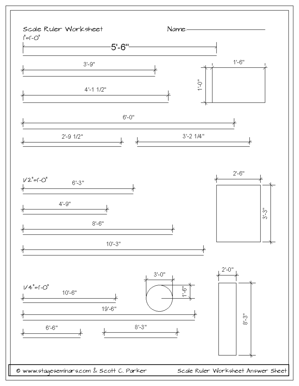 Scale ruler worksheet answer key - 1/4