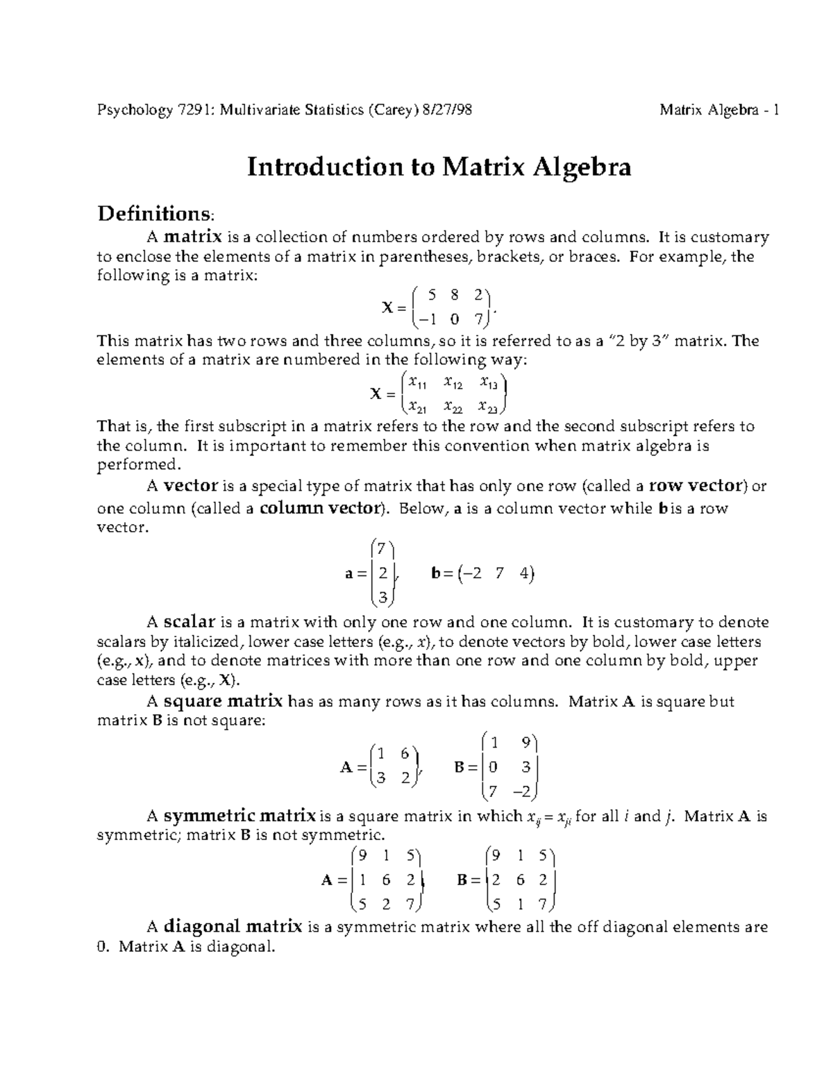 Matrix - Engineering mathematics - Introduction to Matrix Algebra ...