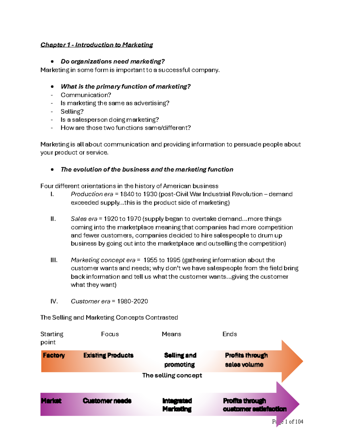 Marketing- Final Exam Study Guide - Chapter 1 - Introduction to ...