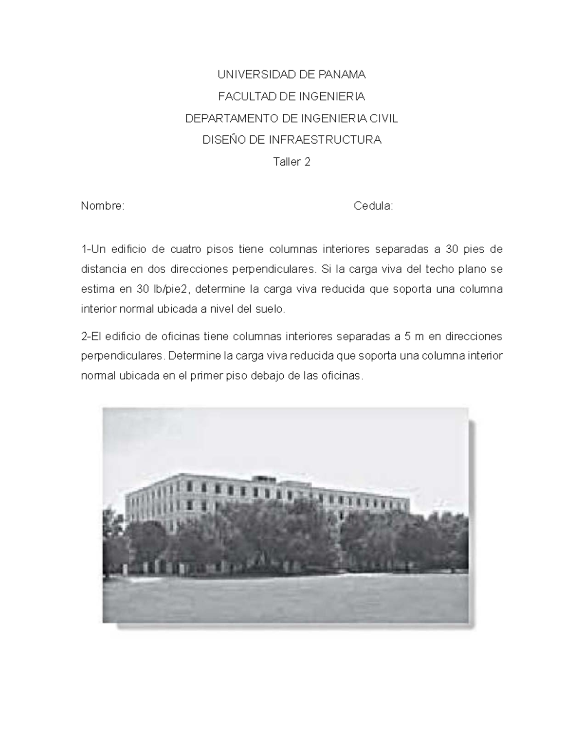 Taller 2 - Para practicar - UNIVERSIDAD DE PANAMA FACULTAD DE ...