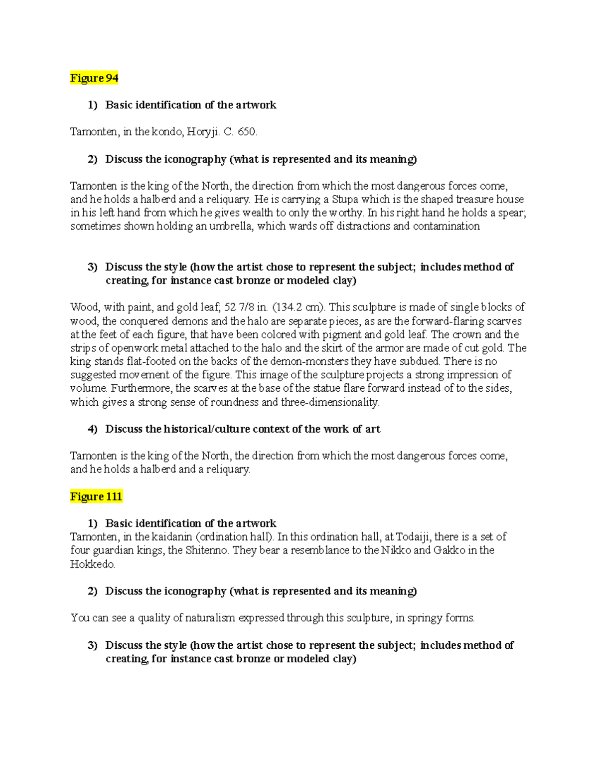 Quiz1Template Art 312 - Assignment notes - Figure 94 1) Basic ...