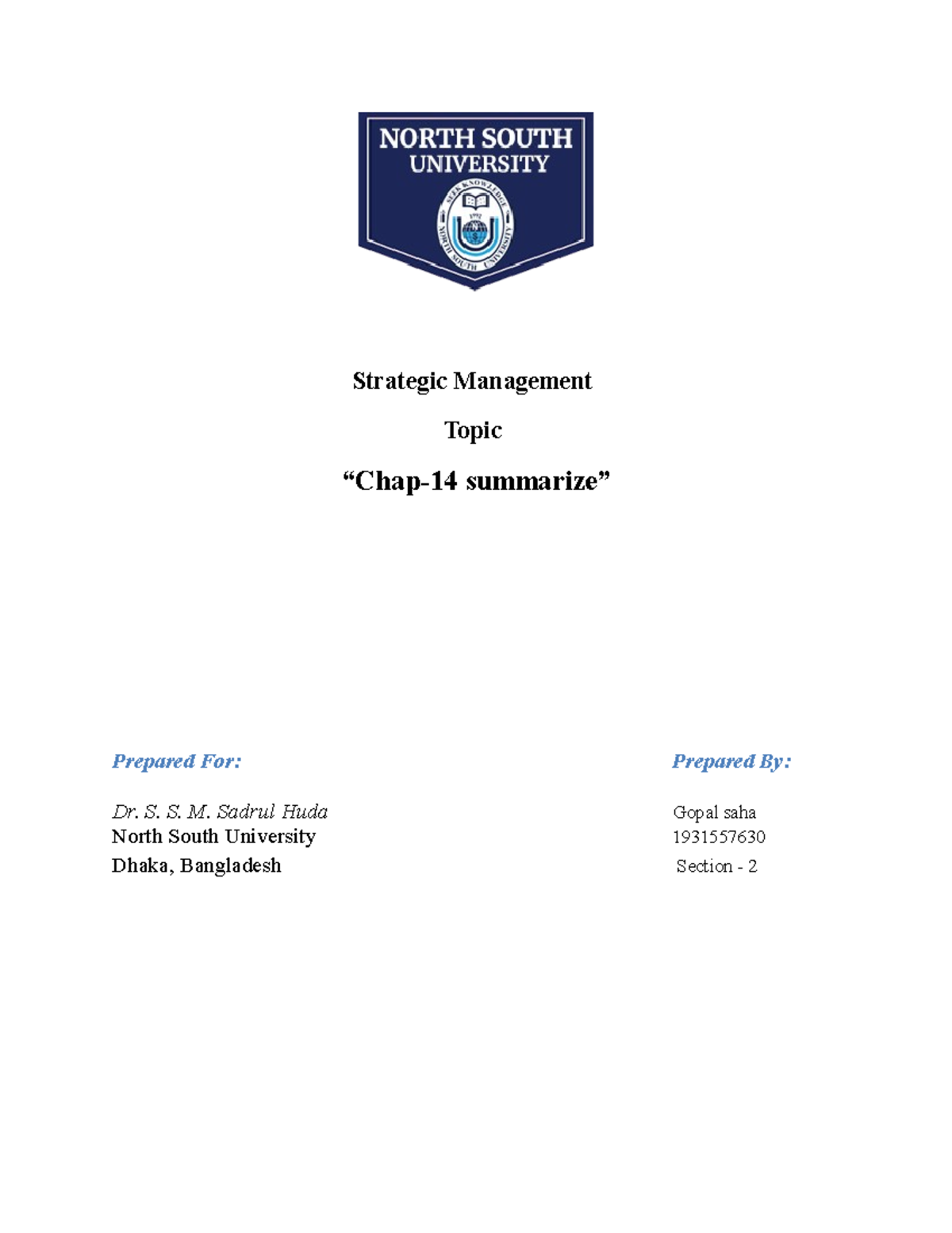 Ch-14 - chapter 14 summury - Strategic Management Topic “Chap-14 ...