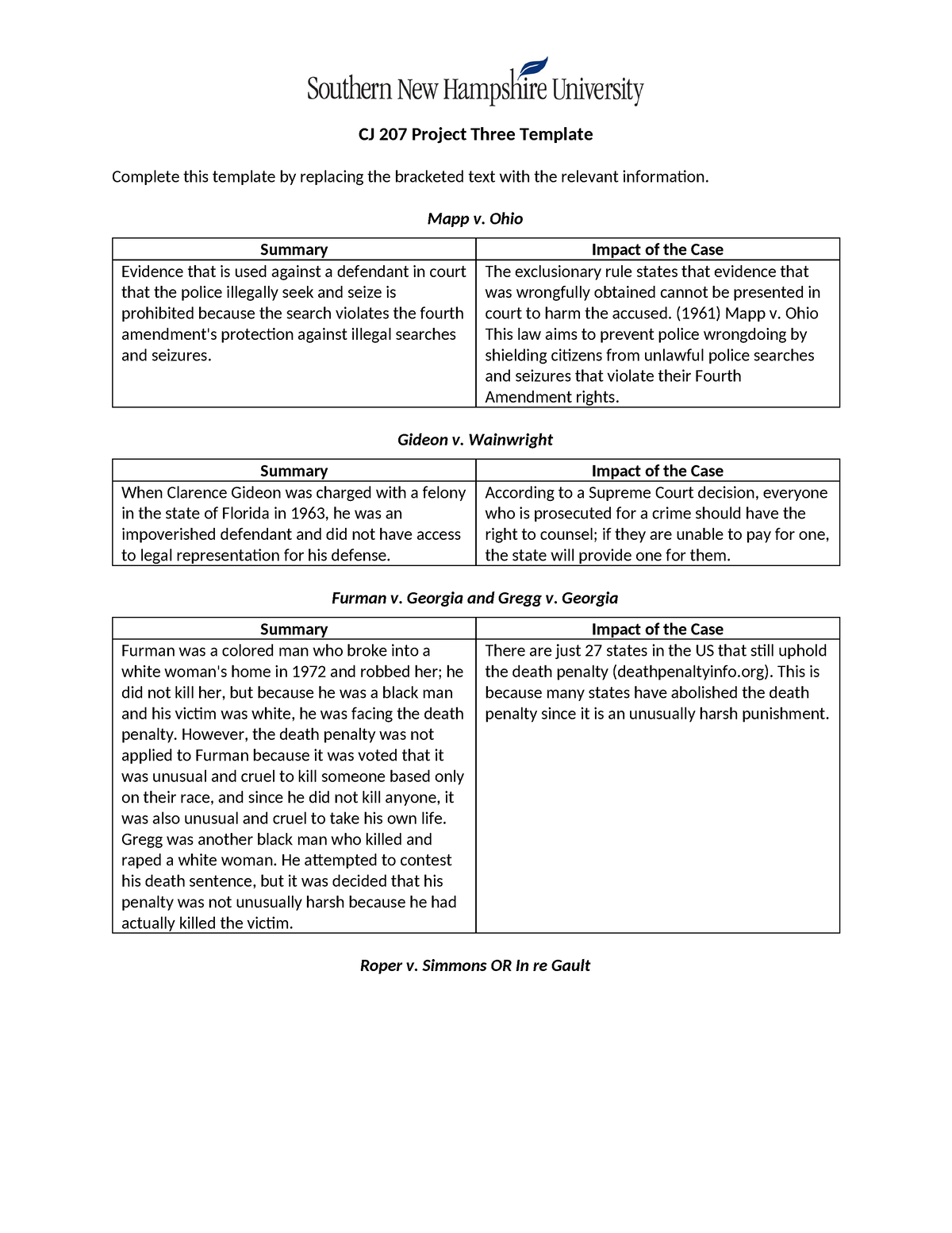 CJ 207 Project Three Jennifer Pinson - CJ 207 Project Three Template ...