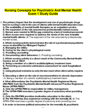 Psychiatric And Mental Health Nursing - PSYCHIATRIC AND MENTAL HEALTH ...