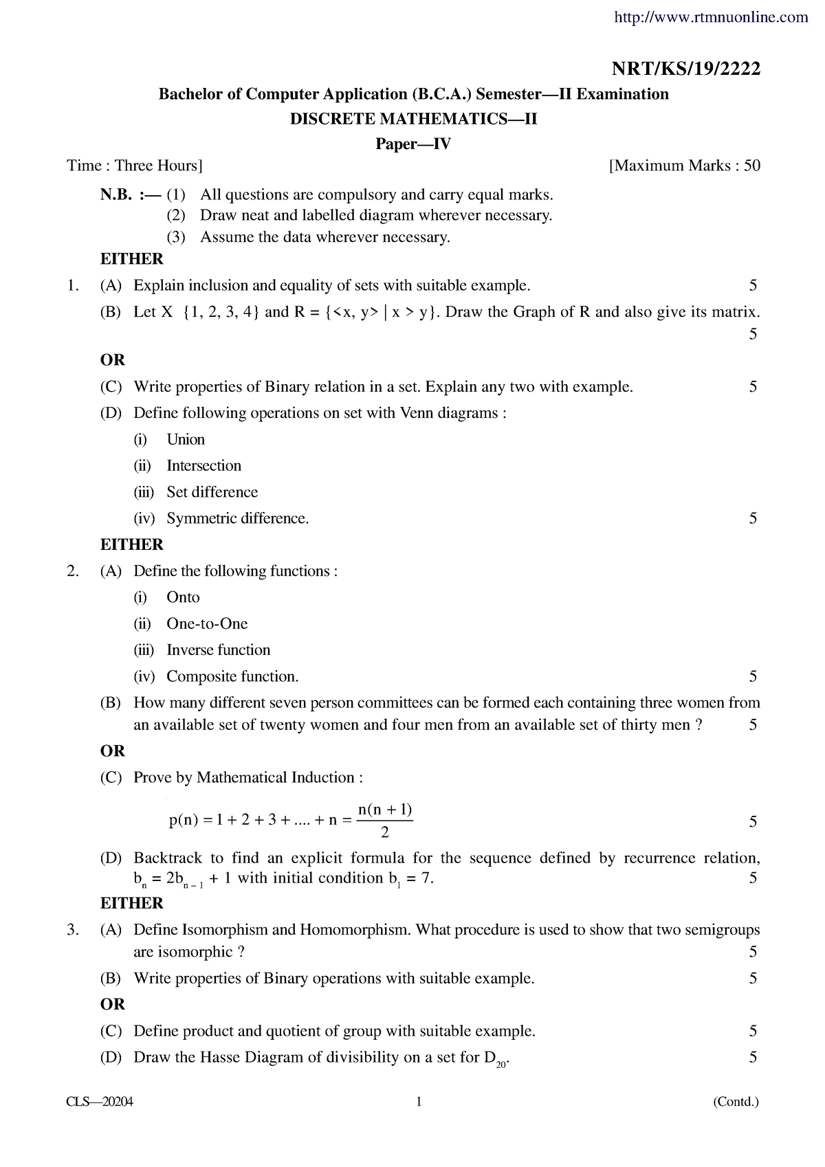 Bca-2-sem-discrete-mathematics-2-2222-summer-2019 - Bachelor of ...