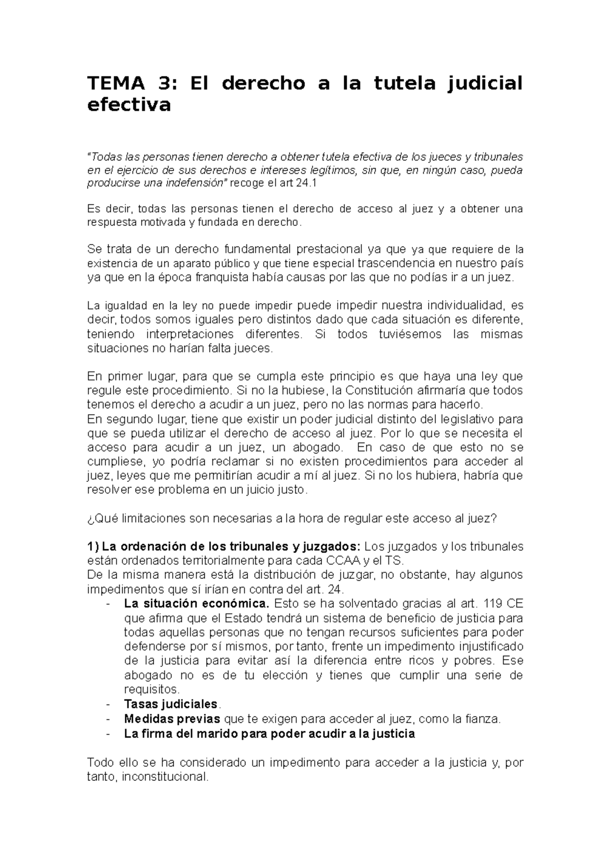 Tema 3, El Derecho A La Tutela Judicial Efectiva - Constitución E Poder ...